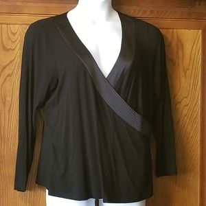 Tuxedo Look Surplice Blouse